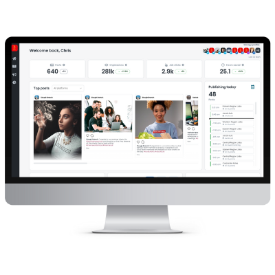 Social recruiting product showing the dashboard.