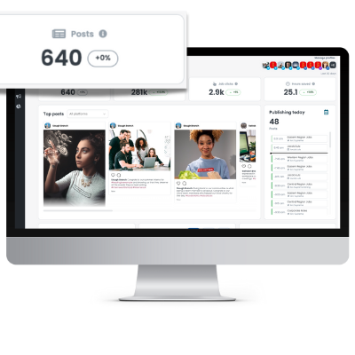 Social recruiting product showing total posts automated.