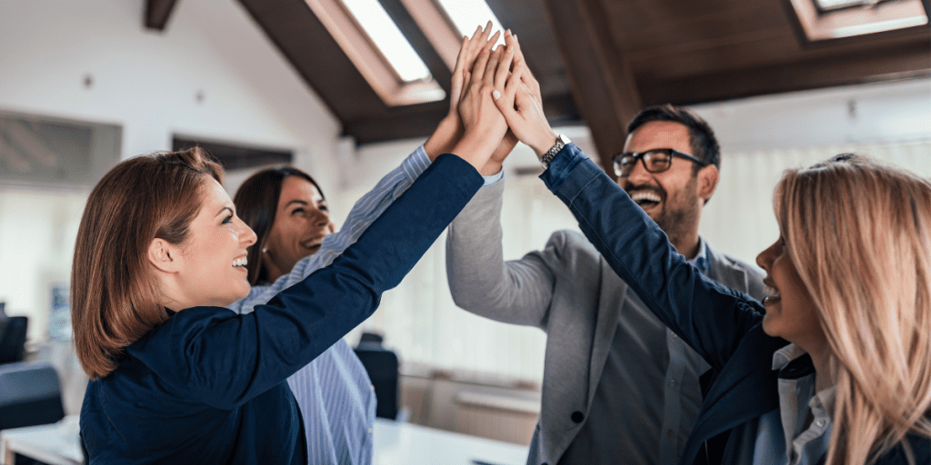 CS Stock image 2_High Five-teamwork Stock image, team high fiving