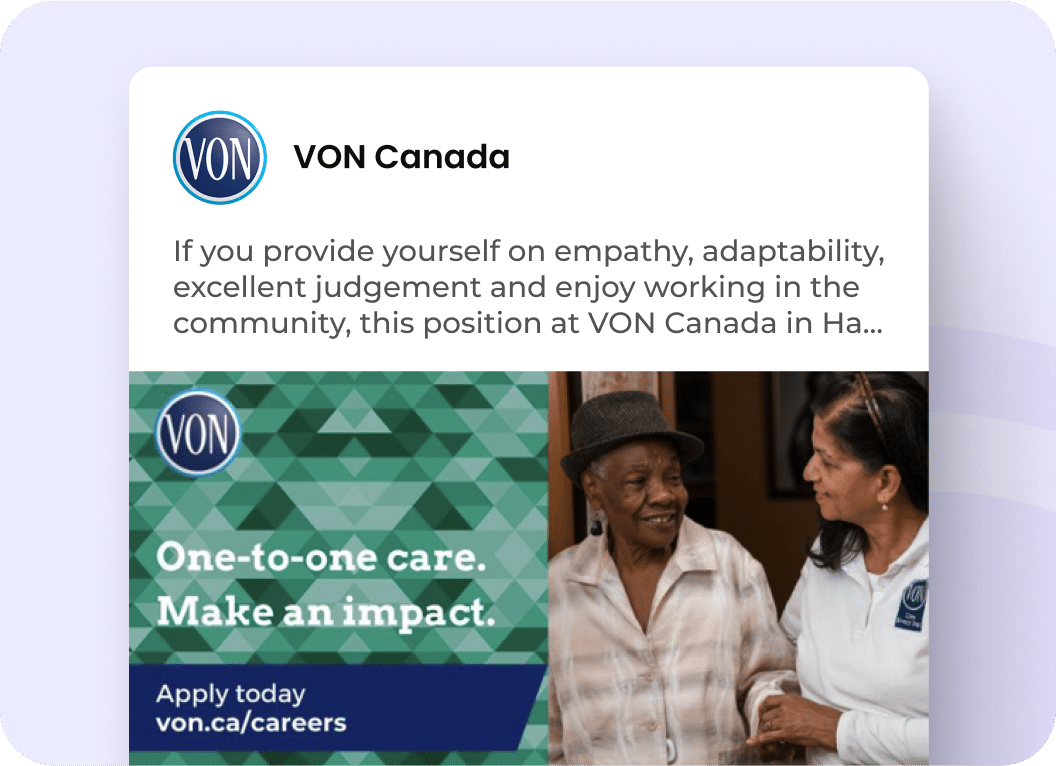 Healthcare hiring success with HireSocial by CareerArc VON Canada testimonial highlighting how CareerArc’s HireSocial improved healthcare recruiting with better candidate quality, faster time to hire, and lower cost per hire