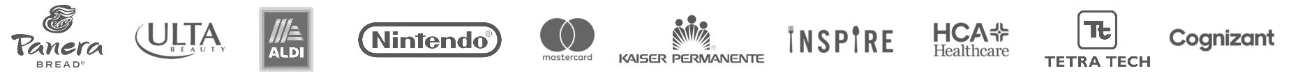 Brands you love, love us CareerArc client logos, featuring some of our most recognizable clients such as Ulta, Panera, Mastercard, and many more.