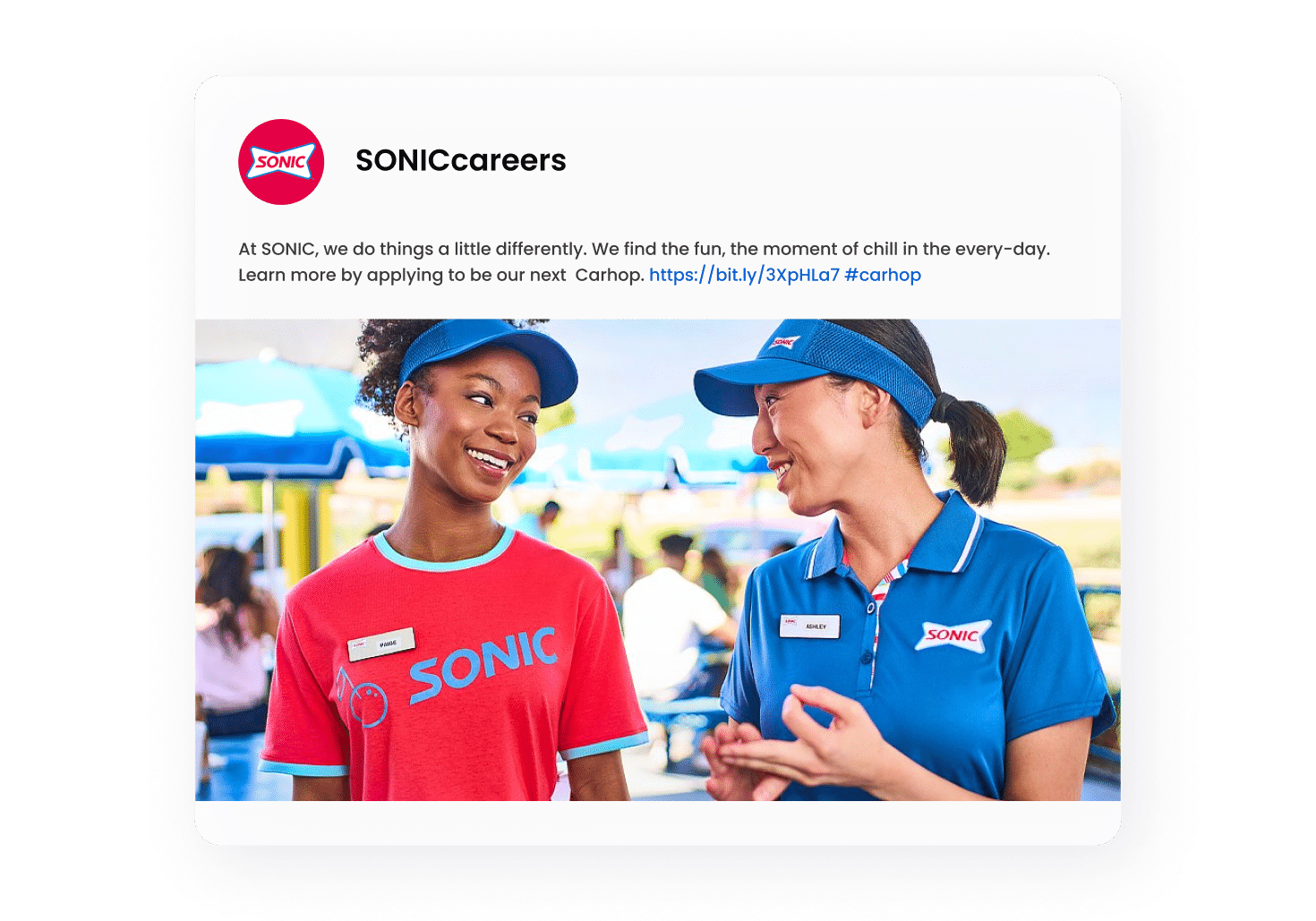 Image of a social post with the SONIC testimonial quote