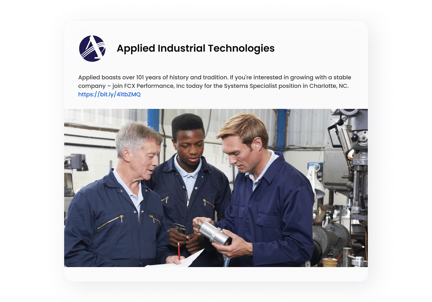 Image of a social post with the Applied testimonial quote