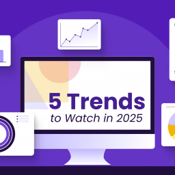 Hero image, decorative, text on graphic says: 5 trends to watch in 2025.