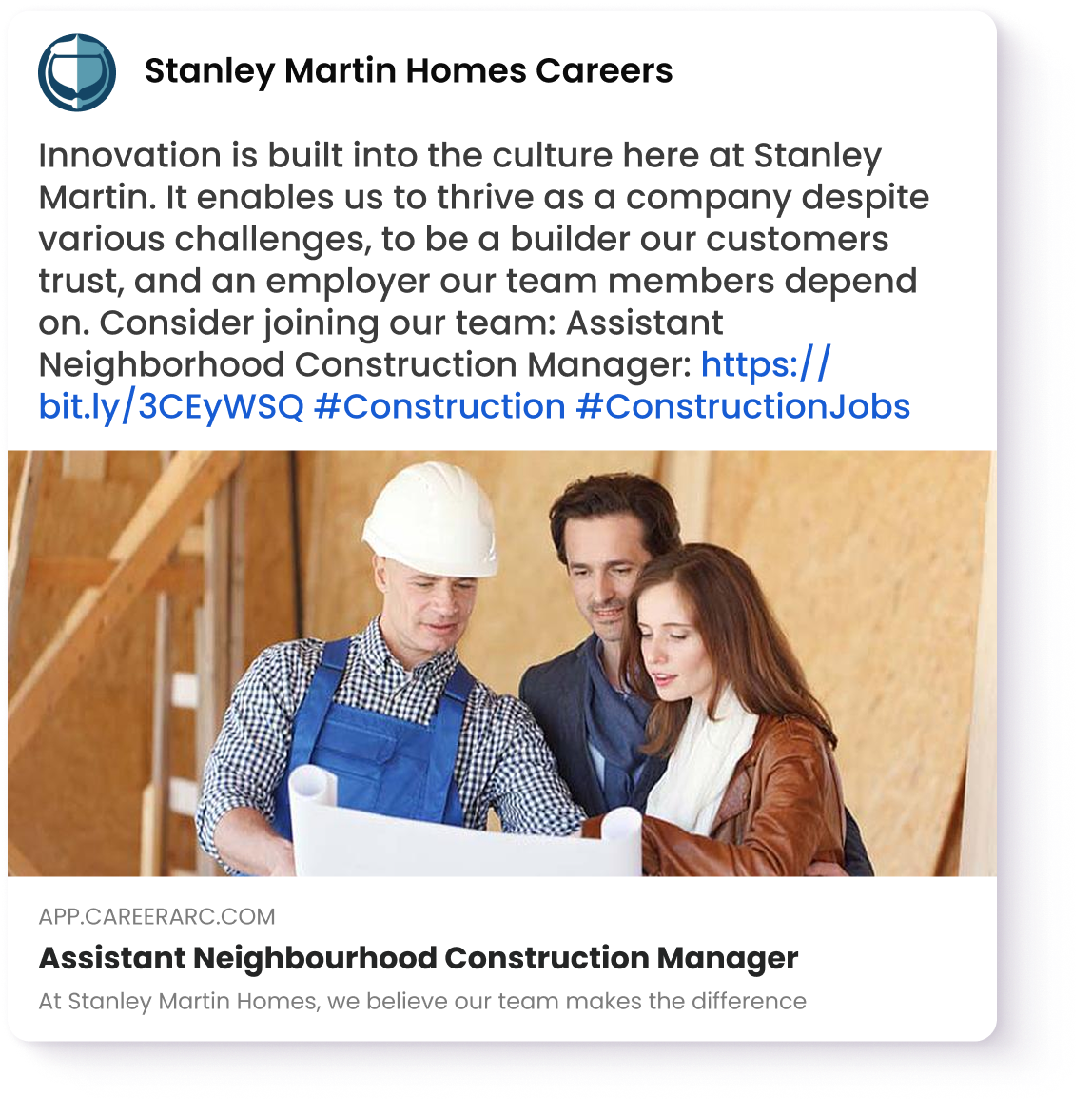 Stanley Martin posts about how the company was founded on the backbone of innovation
